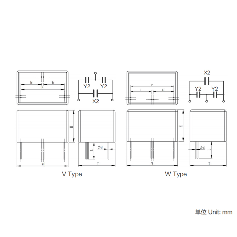 MKP X2Y-seriens kondensatormodul för elektromagnetisk störningsdämpning (klass X2+Y)
